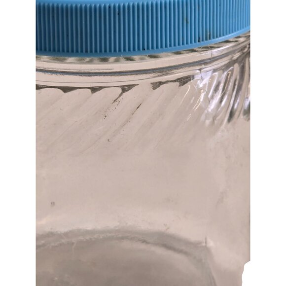 Glass Storage Jar With Blue Plastic Screw Lid - Picture 3 of 7